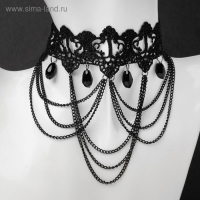 Чокер &laquo;Госпожа&raquo; ажур и цепочки, цвет чёрный ,30см