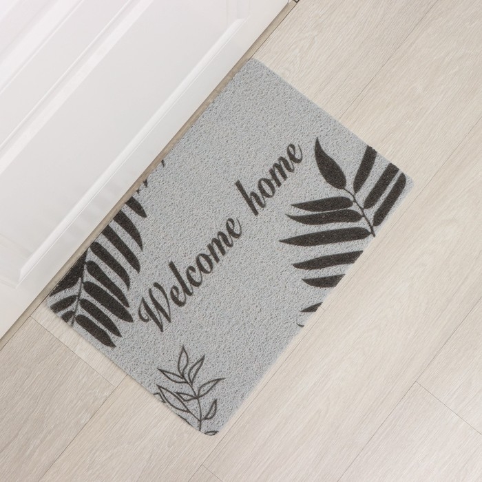Коврик придверный Доляна Welcome home, 38&times;58 см, цвет серый