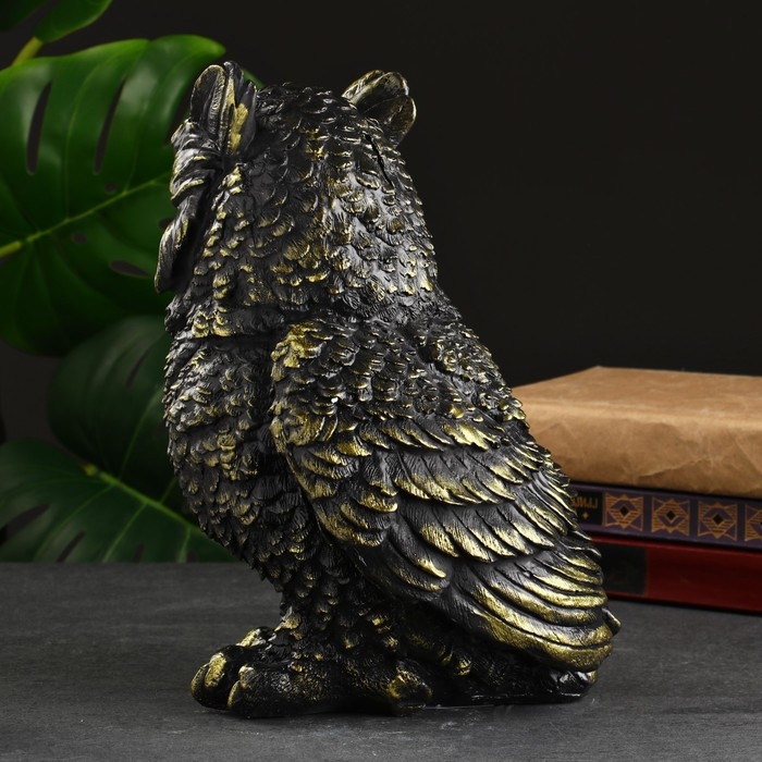 Копилка "Сова большая" черная, золотая, 27 см