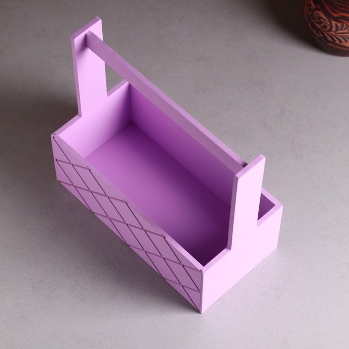 Кашпо деревянное Кашпо деревянное "Эллада большая, сетка", с ручкой 25×12,5×10(25) см Сиреневый