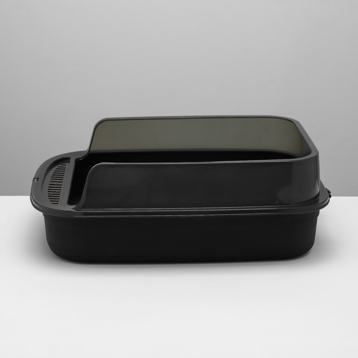 Туалет с прозрачными бортами с совком и фильтром, 50 х 34 х 18 см, чёрный Туалет с прозрачными бортами с совком и фильтром, 50 х 34 х 18 см, чёрный