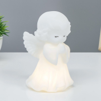 Фигурка светящаяся RISALUX &laquo;Ангелочек&raquo;, LED-ночник, батарейки 3&times;LR44, белый, 8.5&times;8&times;14.5 см