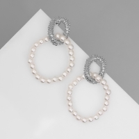 Серьги с жемчугом &laquo;Бусина&raquo; переплетение чувств, цвет серебро