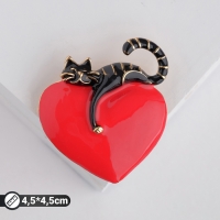 Брошь &laquo;Кот мартовский&raquo;, цвет красно-чёрный в золоте