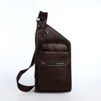Сумка-слинг мужская из искусственной кожи, цвет коричневый Сумка-слинг мужская из искусственной кожи, цвет коричневый