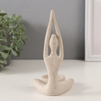 Подсвечник полистоун на 1 свечу "Приветствие солнцу" белый в крапинку 8,7х8,7х16,5 см