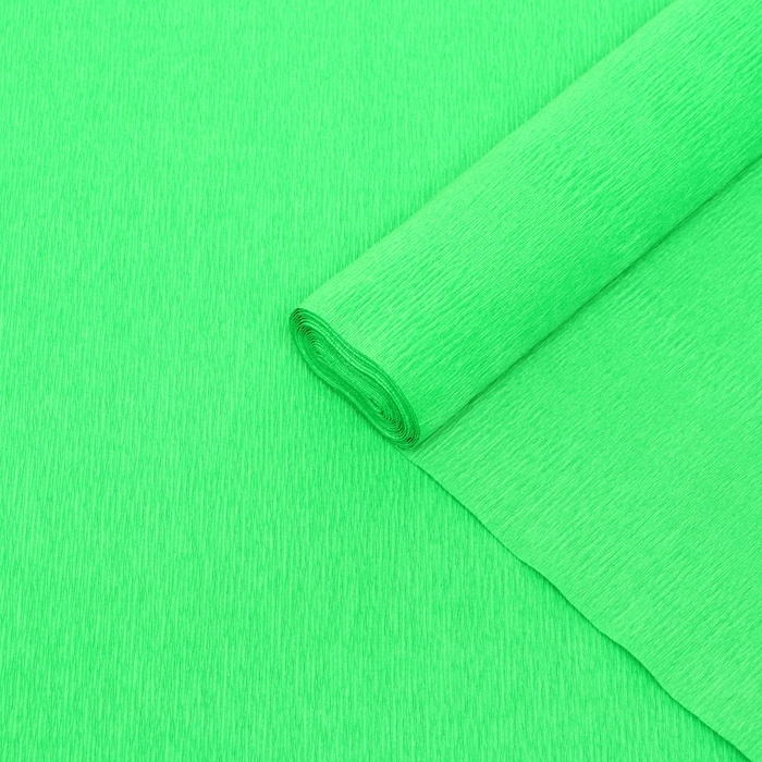 Бумага для упаковок и поделок, гофрированная, зеленая, однотонная, двусторонняя, рулон 1 шт., 0,5 х 2,5 м
