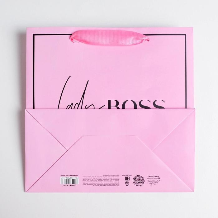 Пакет подарочный ламинированный квадратный, упаковка, &laquo;Lady Boss&raquo;, 22 х 22 х 11 см
