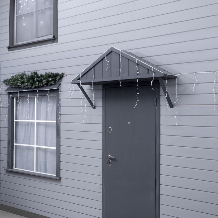 Гирлянда &laquo;Бахрома&raquo; 6 &times; 0.7 м, IP44, УМС, белая нить, 120 LED, свечение белое, мерцание, 220 В