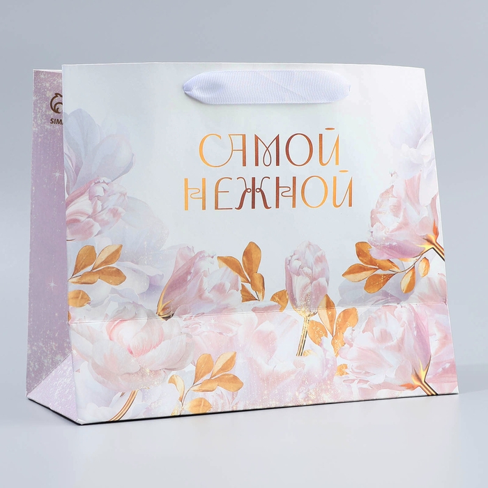 Пакет подарочный крафтовый с пластиковым окном, упаковка, &laquo;Самой нежной&raquo;, 24 х 20 х 11 см