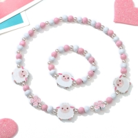 Набор детский &laquo;Выбражулька&raquo; 2 предмета: бусы, браслет, барашек, цвет бело-розовый