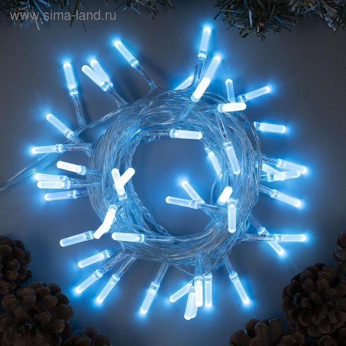 Гирлянда «Нить» 5 м с насадками «Хрусталики», IP20, прозрачная нить, 50 LED, свечение аквамарин, 8 режимов, 220 В Гирлянда «Нить» 5 м с насадками «Хрусталики», IP20, прозрачная нить, 50 LED, свечение аквамарин, 8 режимов, 220 В