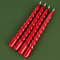 Новогодние свечи витые &laquo;Новый год: Счастья в Новом году&raquo;, без аромата, набор 4 шт, высота 15 см