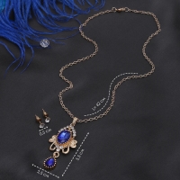 Гарнитур 2 предмета: серьги кулон &laquo;Ажур&raquo; Вивальди, цвет бело-синий в золоте, 50 см