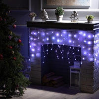 Умная гирлянда &laquo;Бахрома&raquo; 2 &times; 0.4 м роса, IP20, серебристая нить, 99 LED, пульт ДУ, приложение, свечение RGB, USB