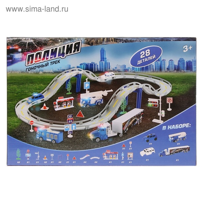Автотрек &laquo;Полиция&raquo;, 1 машина работает от батареек + сменный кузов, длина трассы 180 см