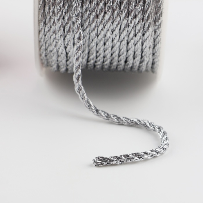 Нить для плетения, d = 4 мм, 15 ± 1 м, цвет серебряный Нить для плетения, d = 4 мм, 15 ± 1 м, цвет серебряный
