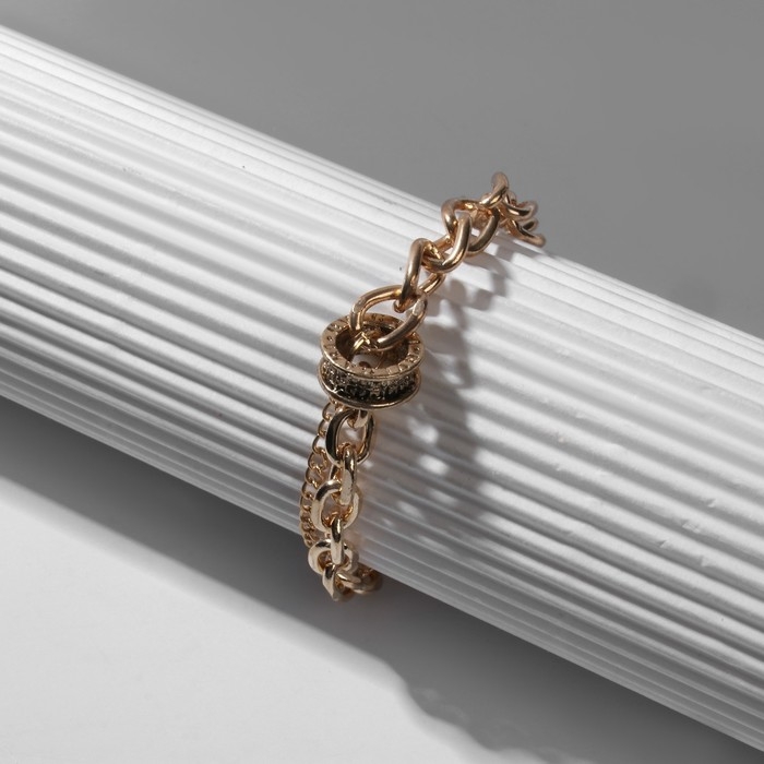 Браслет металл &laquo;Колесо&raquo; цепь, цвет чернёное золото, L=16 см