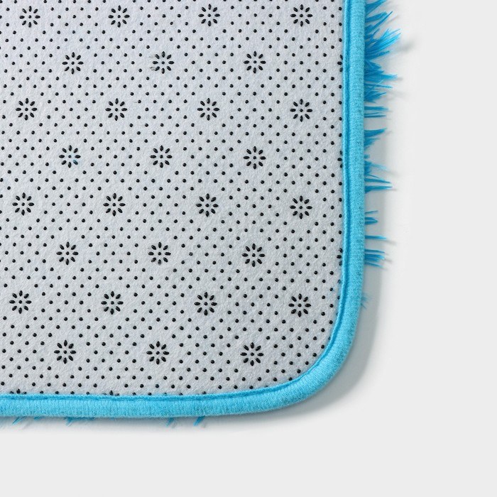 Коврики для ванной и туалета Доляна &laquo;Пушистик&raquo;, 2 шт: 40&times;50, 50&times;80 см цвет голубой