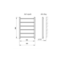 Полотенцесушитель электрический ТЕРА "Ребро", 500х800 мм, d=25 Полотенцесушитель электрический ТЕРА "Ребро", 500х800 мм, d=25
