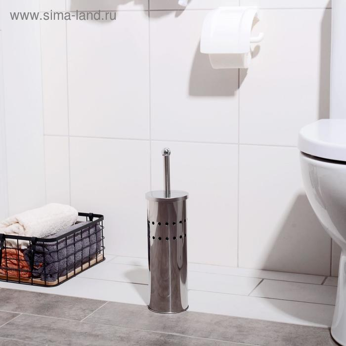 Ёршик для унитаза с подставкой, 10&times;10&times;37 см, цвет хром