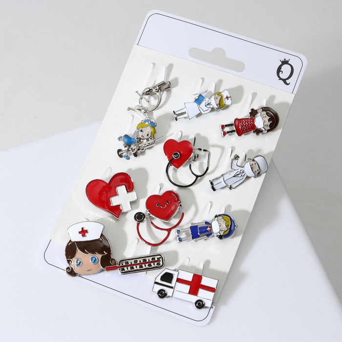 Брошь &laquo;Медицина&raquo;, форма МИКС, цвет серебро (неделимая фасовка 12 шт., цена за шт.)