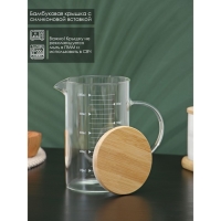 Кувшин мерный BellaTenero &laquo;Эко&raquo;, 1 л, стекло, с бамбуковой крышкой, прозрачный