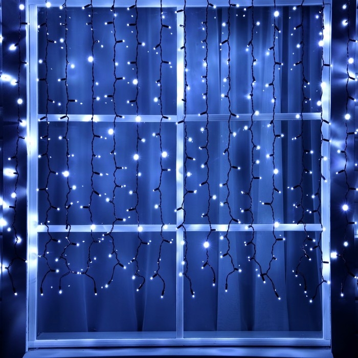 Гирлянда &laquo;Занавес&raquo; 2 &times; 1.5 м, IP65, УМС, тёмная нить, 360 LED, свечение белое, 220 В