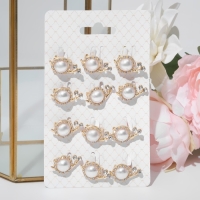 Брошь &laquo;Улиточка&raquo; с жемчужиной, цвет белый в золоте (неделимая фасовка 12 шт., цена за шт.)