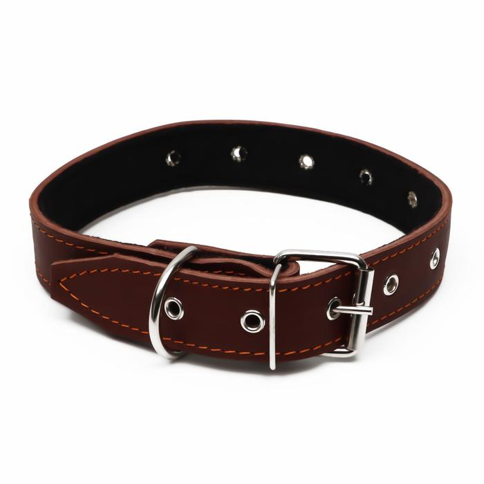 Ошейник кожаный на синтепоне, безразмерный, 71 х 3,5 см, ОШ 29-62 см, коричневый Ошейник кожаный на синтепоне, безразмерный, 71 х 3,5 см, ОШ 29-62 см, коричневый