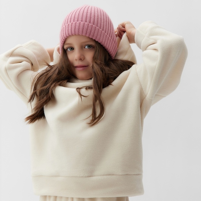 Костюм флисовый (худи и брюки) детский MINAKU: Fleece Soft, цвет бежевый, рост 104 см