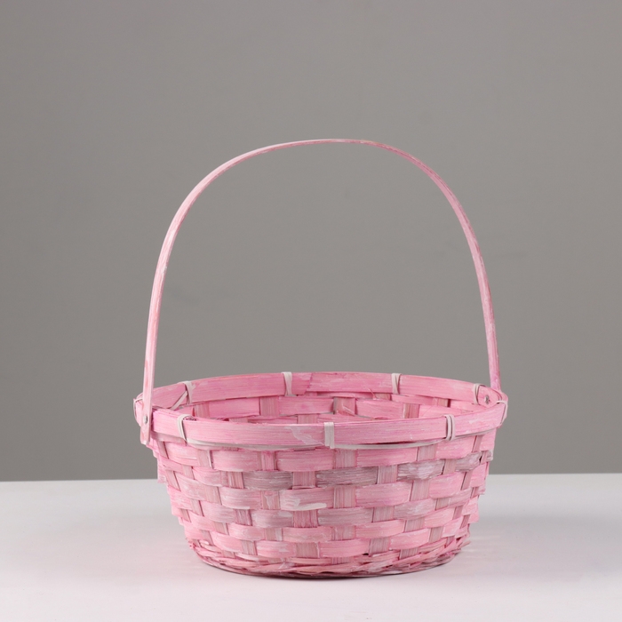Корзина плетеная, 26х12/30 см, бамбук, сиреневая, розовая, микс Корзина плетеная, 26х12/30 см, бамбук, сиреневая, розовая, микс