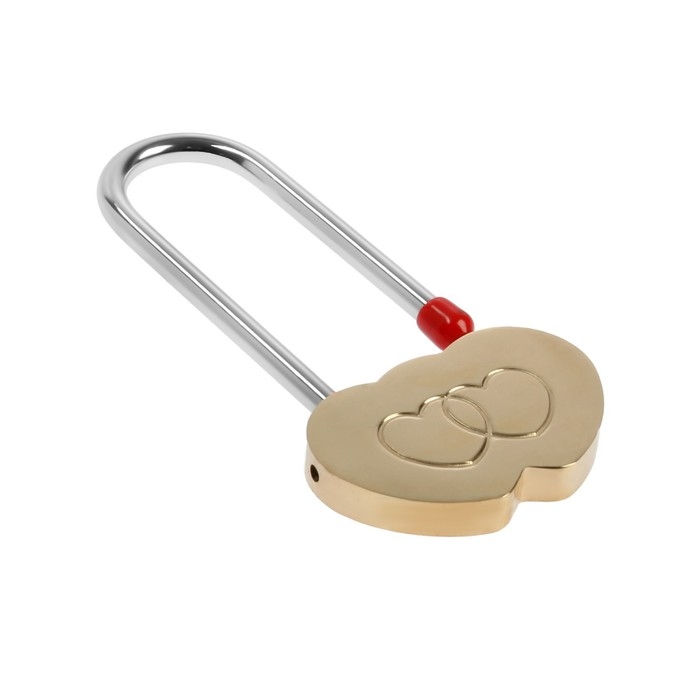 Замок навесной "АЛЛЮР" Сердечко,  240х24 мм, 2 ключа, цвет латунь