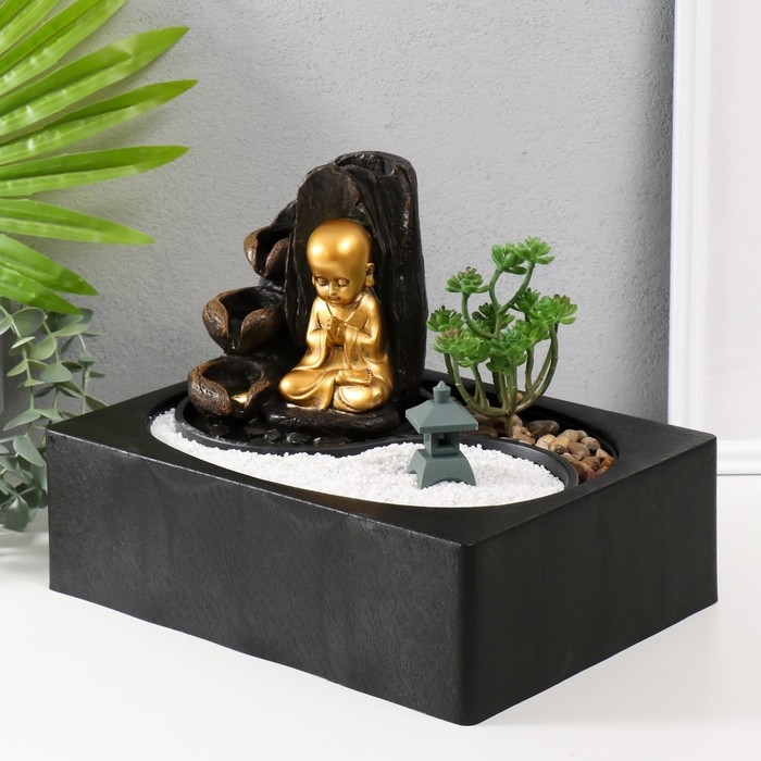 Фонтан настольный от сети, подсветка Фонтан настольный от сети, подсветка "Маленький хотей - Гармония" 29х21х22 см