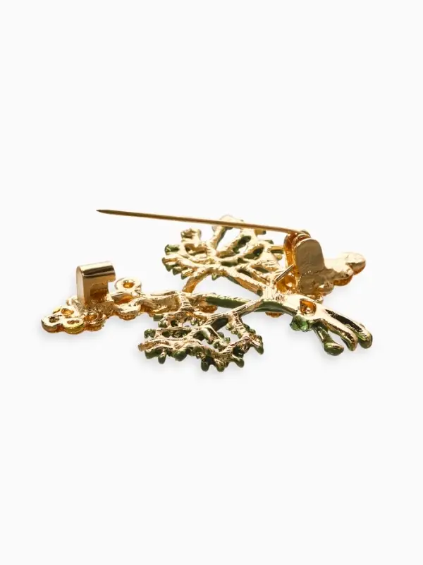 Брошь "Цветы Мимозы", цвет жёлто-зелёный в золоте