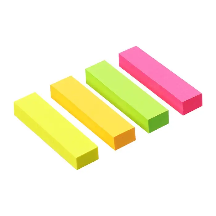 Блок - закладка с липким краем, 12&times;50 мм, бумажные, 4 цвета по 80 листов, неоновые