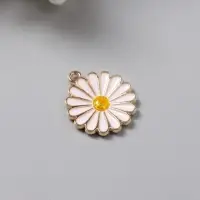 Декор для творчества металл, эмаль "Ромашка пышная" 2х1,8 см