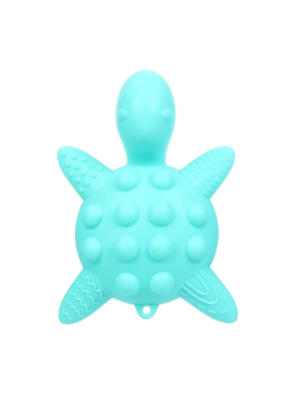 Прорезыватель силиконовый для зубов с погремушкой Крошка Я &laquo;Черепаха&raquo;, бирюзовый