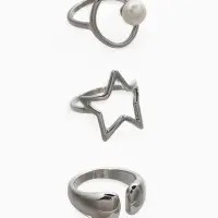 Набор колец 3 шт "Новый стиль" космос, размер МИКС, цвет белый в серебре