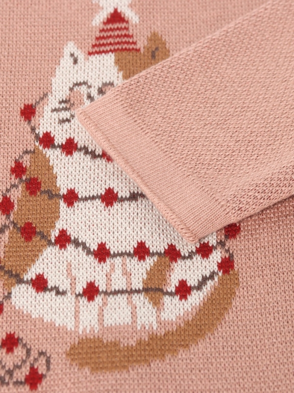 Джемпер вязаный новогодний Крошка Я "Зимний котик" рост 74-80 см, цвет розовый