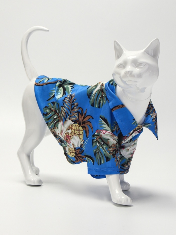 Рубашка для собак "Тропики", L (ДС 28, ОГ 36, ОШ 26 см),голубая