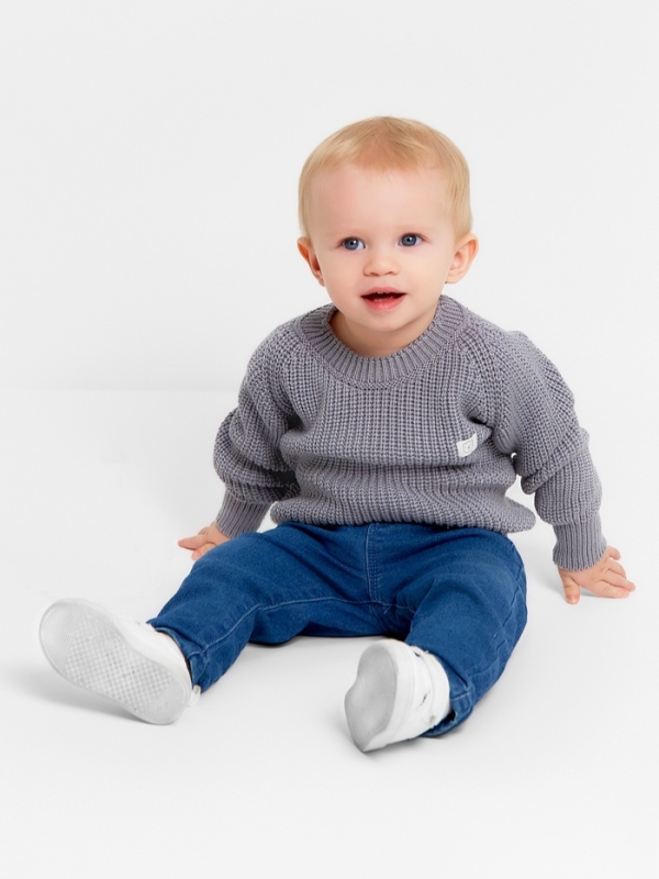 Джемпер вязаный Крошка Я, рост 80-86 см, серый