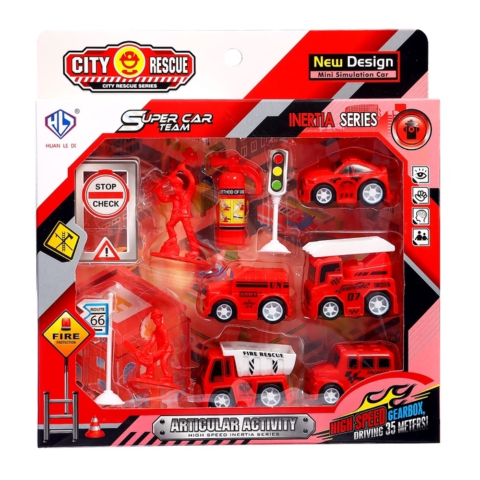 Набор детских машинок &laquo;Пожарная служба&raquo;, инерция, 5 шт., аксессуары