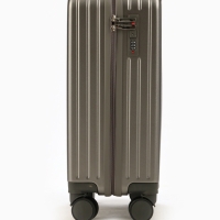 Чемодан 20", PС, 34*22*56, отд на молнии, код замок, 4 колеса, т. серый