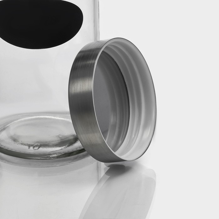 Банка стеклянная для хранения сыпучих продуктов с местом под надпись Доляна &laquo;Премиум&raquo;, 700 мл, 20&times;8 см, с металлической крышкой