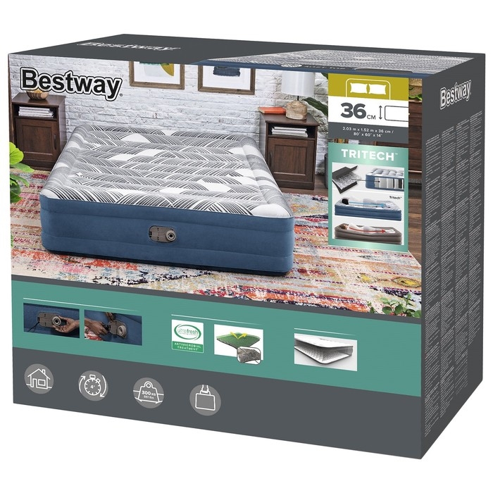 Кровать надувная Queen 203 х 152 х 36 см со встроенным электронасосом  6712Y   929862