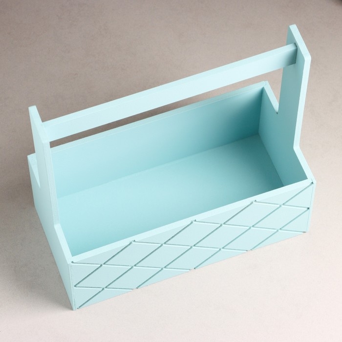 Кашпо деревянное Кашпо деревянное "Эллада большая, сетка", с ручкой, 25×12,5×10(25) см Серо-голубой