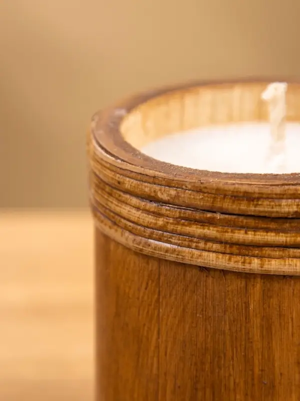 Свеча ароматизированная в бамбуке "Роза" 8х8х9 см, 200 мл, цв. бежевый