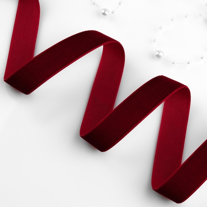 Лента бархатная, 20 мм, 18 ± 1 м, цвет бордовый №43 Лента бархатная, 20 мм, 18 ± 1 м, цвет бордовый №43