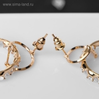 Серьги со стразами &laquo;Вспышка&raquo; два круга, цвет белый в золоте